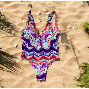 HOBIE Multicolor One Piece Swimsuit Size Medium NEW New with tags